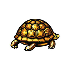 A detailed illustration of an endangered tortoise walking in its natural habitat.