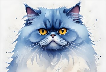 Colorful Persian Cat Portrait Painting Beautiful Cats Animal Background Graphic Design