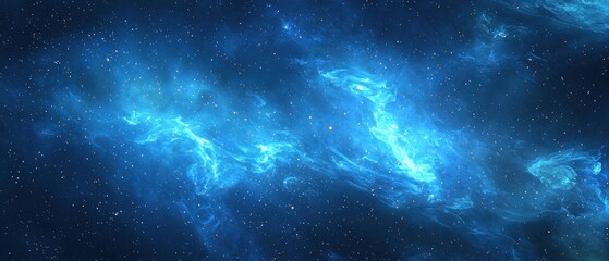 Obraz premium Blue Nebula in Outer Space with Scattered Stars
