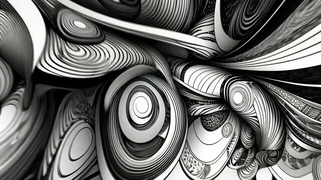 Retro Black and White Animation with Abstract Shapes