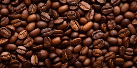 Obraz premium coffee beans background decorative top view scene