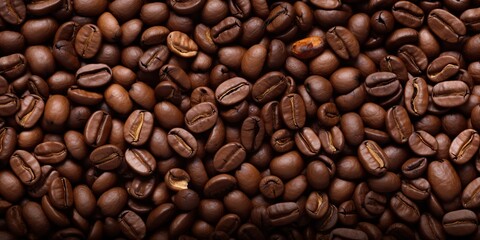Obraz premium coffee beans background decorative top view scene