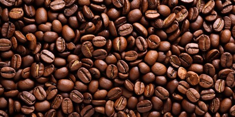Fototapeta premium coffee beans background decorative top view scene