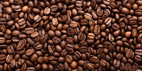 Fototapeta premium coffee beans background decorative top view scene