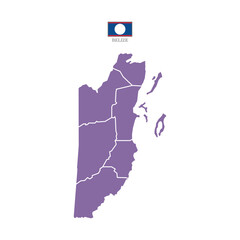 Silhouette and colored (purple) belize map vector illustration map
