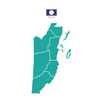 Silhouette and colored (torquoise) belize map vector illustration map