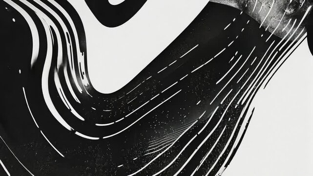 Abstract Monochrome Wavy Lines with Vintage Motion Design