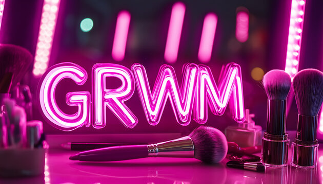 Get Ready With Me (GRWM) beauty and morning routine concept, social media trend and meme