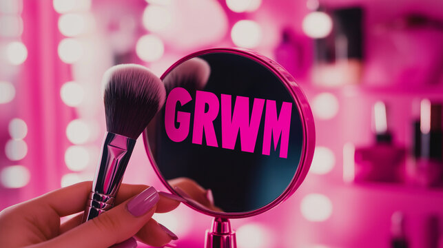 Get Ready With Me (GRWM) beauty and morning routine concept, social media trend and meme