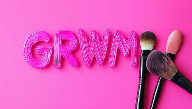 Get Ready With Me (GRWM) beauty and morning routine concept, social media trend and meme