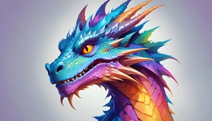 Colorful Dragon Portrait Painting Beautiful Fantasy Character Background Graphic Banner Design