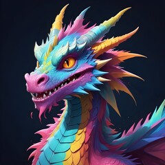 Colorful Dragon Portrait Painting Beautiful Fantasy Character Background Graphic Banner Design