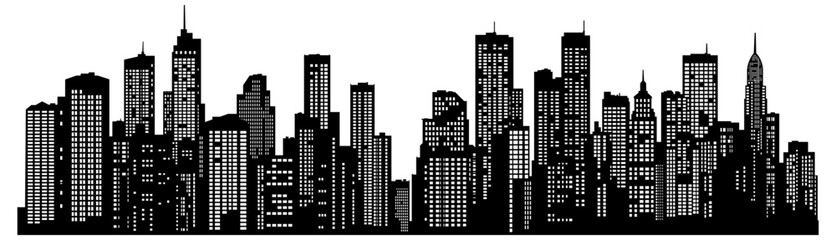 black and white city silhouette without background © KRvisualPRO