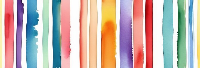 Wide banner with rainbow watercolor vertical stripes