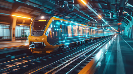 Futuristic Railway Bridge with Integrated Digital Systems
