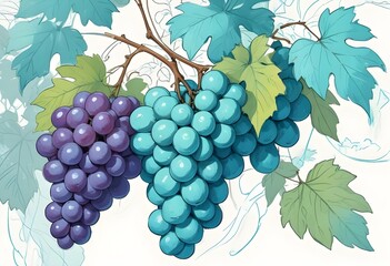 Obraz premium Abstract Grapes Fruit Painting Wine Flower Vino Colorful Background Graphic Design