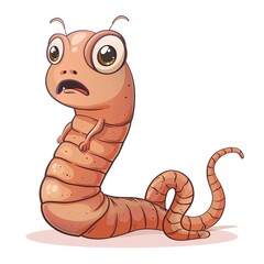 Fototapeta premium Earthworm Sadness emotion fantasy animal cartoon isolated whitebackground