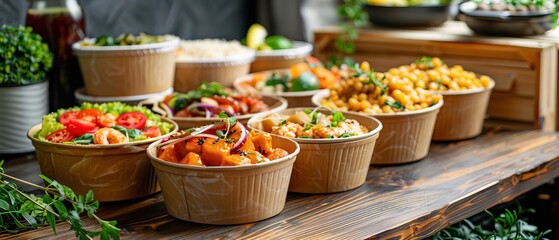 Enjoy organic takeout food served in convenient paper containers at home