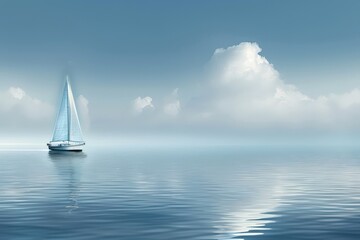 A sailboat is sailing in the ocean on a cloudy day, generative ai image