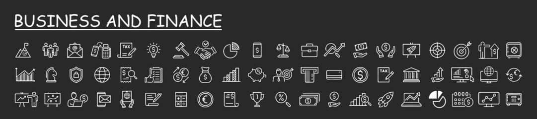 Business and finance line icons collection. Vector illustration. Set of 60 icons	
