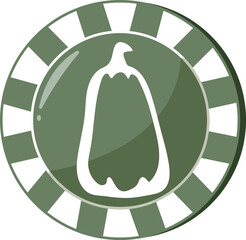 Halloween poker chip design, namely a green chip with a long pumpkin outline, vector