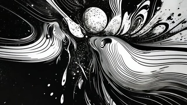 Minimalist Monochrome Motion Design with Kinetic Fluids