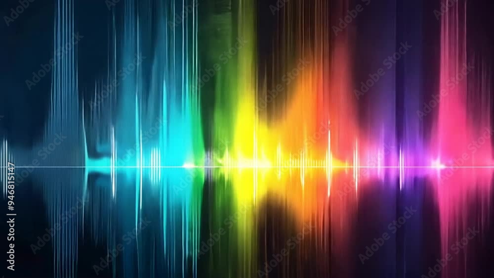 Aufkleber a colorful wave of light with a rainbow of colors. the colors are bright and vibrant, creating a sen