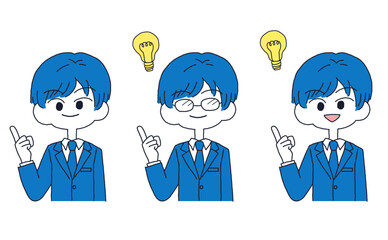 アイデアの浮かぶスーツ姿の男性イラストセット
