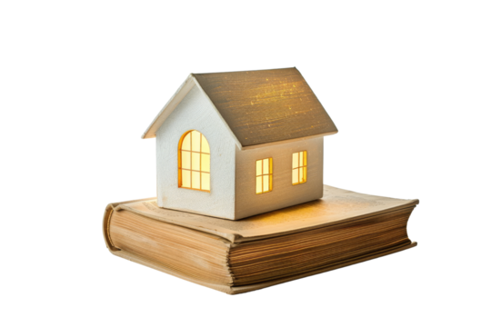 House on a Book with Warm Light - Powered by Adobe
