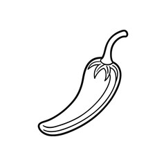 Spicy chili hot line out icon illustration on white and black background.