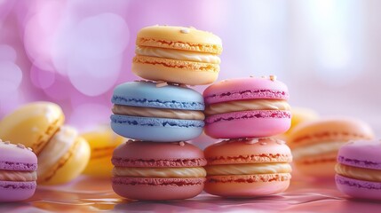 Obraz premium Stack of colorful macarons