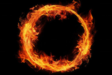 Fire Ring Flames on Black Background