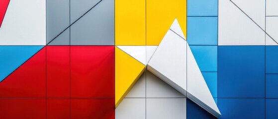 Fototapeta premium Abstract Geometric Wall with Vibrant Colors and Angular Shapes