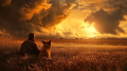Farm Dog Relaxing Peacefully by the Barn on a Sunny Day