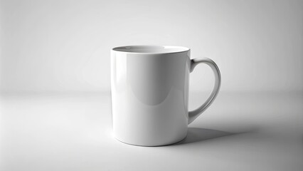 Obraz premium A customizable, isolated white mug on a clean background, waiting for your design, with a subtle shadow and realistic texture, perfect for branding and advertising.