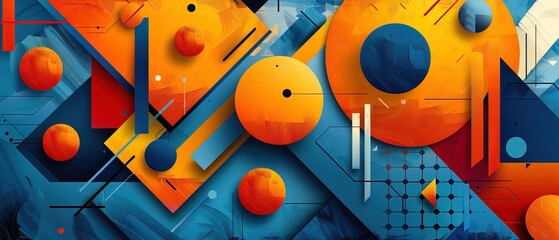 Blue and orange background, abstract geometric shapes 