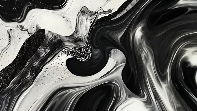Black and White Abstract Liquid Pattern with Motion Animation