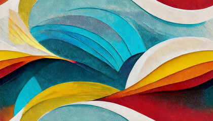 Obraz premium Geometric shapes and patterns paper cut backdrop, brush strokes, art pattern