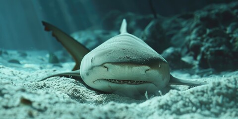 Close up of a Lemon Shark Resting on the Ocean Floor