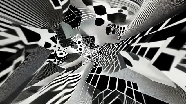 Vintage Monochrome Pattern Shapes with Abstract Motion Graphics