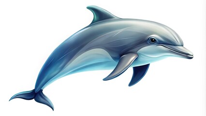 Obraz premium A minimalist illustration of a serene dolphin in gentle motion, set against a soft white background, evoking feelings of calmness and peacefulness.