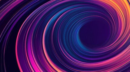 A colorful radial wave abstract background. Vibrant colored lines on a purple background with copy space.