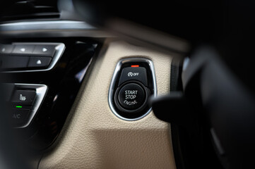 Fototapeta premium Automotive Push Start/Stop Button for Keyless Ignition