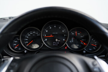 Car Dashboard Instrument Panel with Speedo and RPM Gauge