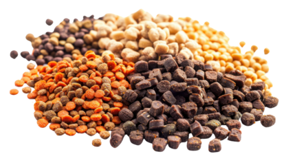 Dried kibble pet food isolated on transparent background 