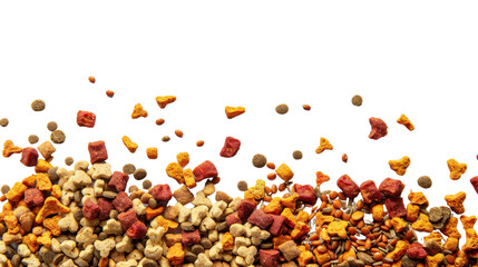 Dried kibble pet food isolated on transparent background 