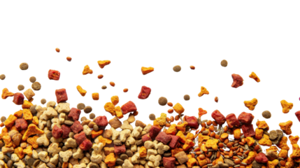 Dried kibble pet food isolated on transparent background 