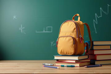 "Set of essential back-to-school items, including school supplies, backpacks, and accessories, displayed in an organized and colorful arrangement, perfect for educational and promotional projects.