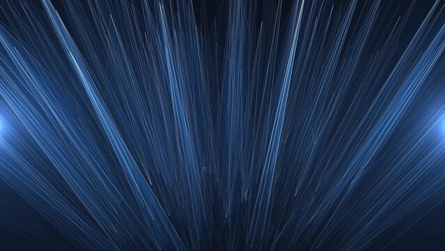 Dynamic blue light beams radiating from a central point creating an abstract background effect