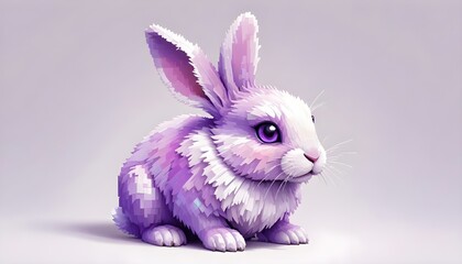Purple Rabbit Portrait Animal Painting Beautiful Easter Background Graphic Design